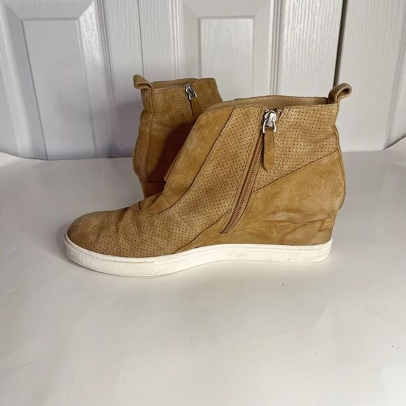 Linea Paolo Anna Leather Perf Elastic Suede Wedge Zip Slip On Sneaker Boots - Picture 6 of 13